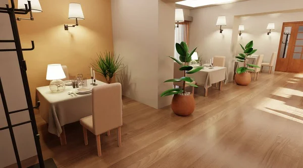 Realistic Render Modern Restaurant — Stock Photo, Image