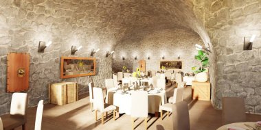 Hücre Restoranının Gerçekçi 3B Hazırlaması