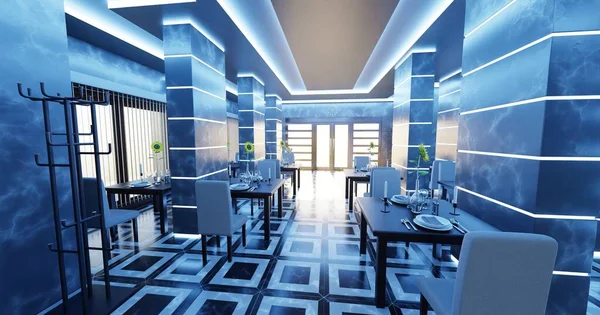 Renderização Realista Interior Restaurante — Fotografia de Stock