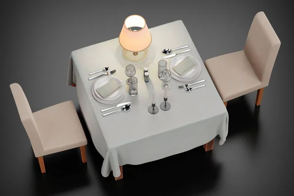 現実的な3Dレストランテーブルのレンダリング — ストック写真