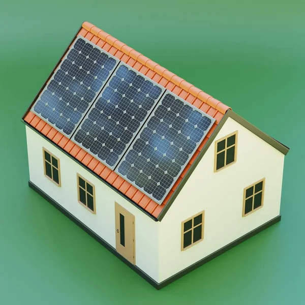 Realista Renderizado Casa Solar — Foto de Stock