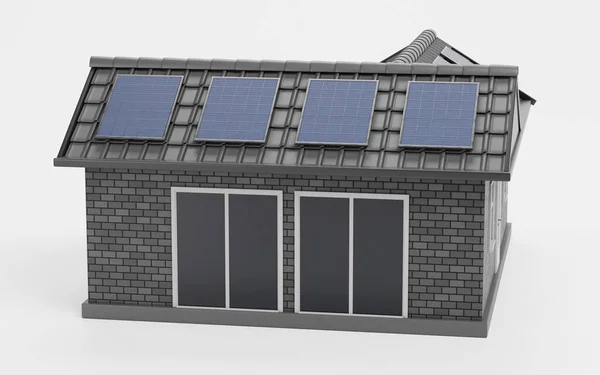 Realistic Render Solar House — Stock Photo, Image