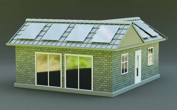 Realistische Render Solar House — Stockfoto