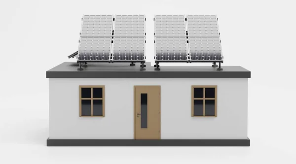 现实的太阳能房3D渲染 — 图库照片