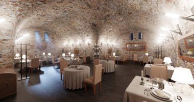 Hücre Restoranının Gerçekçi 3B Hazırlaması