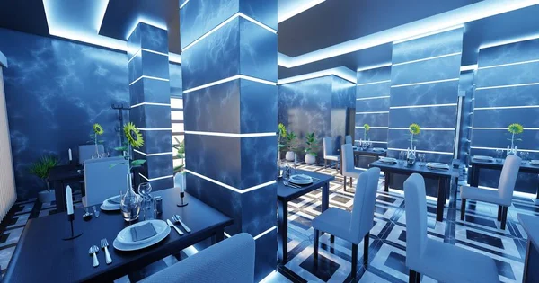 レストランのインテリアの現実的な3Dレンダリング — ストック写真
