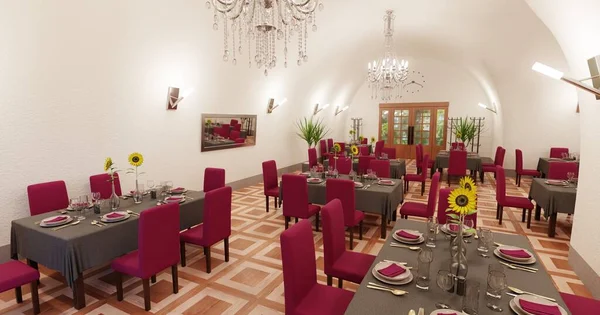 Realistic Render Romantic Restaurant — Stock Photo, Image