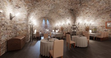 Hücre Restoranının Gerçekçi 3B Hazırlaması