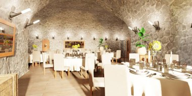 Hücre Restoranının Gerçekçi 3B Hazırlaması
