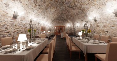 Hücre Restoranının Gerçekçi 3B Hazırlaması