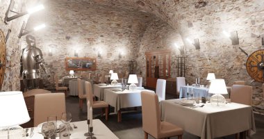 Hücre Restoranının Gerçekçi 3B Hazırlaması