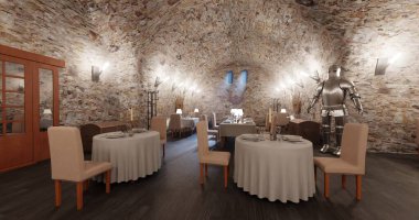 Hücre Restoranının Gerçekçi 3B Hazırlaması