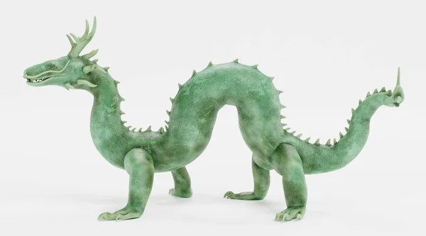 Realistische Render Van Chinese Dragon Standbeeld — Stockfoto