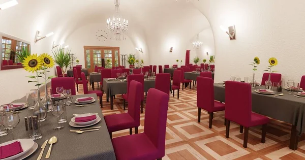 Realistic 3D Render of Romantic Restaurant
