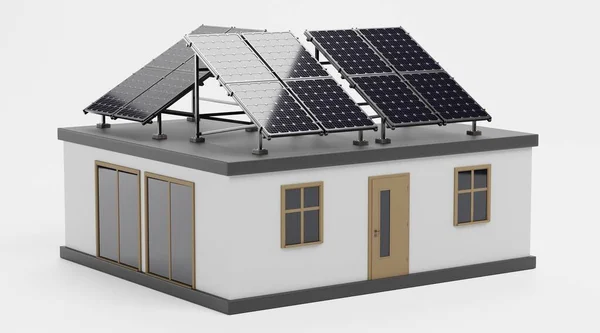 Realistische Render Solar House — Stockfoto