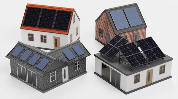 Renderização Realista Casas Solares — Fotografia de Stock