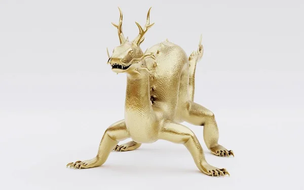 Realista Renderizado Estatua Del Dragón Chino — Foto de Stock