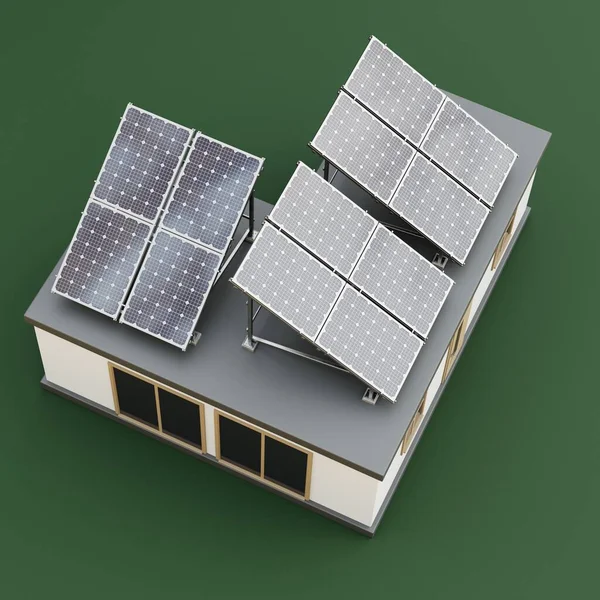 Realistic Render Solar House — Stock Photo, Image