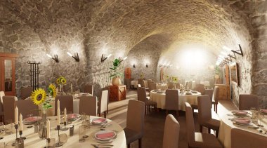 Hücre Restoranının Gerçekçi 3B Hazırlaması