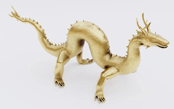Realista Renderizado Estatua Del Dragón Chino —  Fotos de Stock