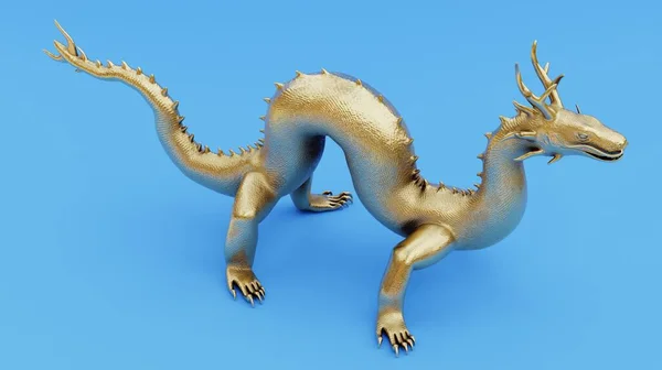 Realista Renderizado Estatua Del Dragón Chino — Foto de Stock