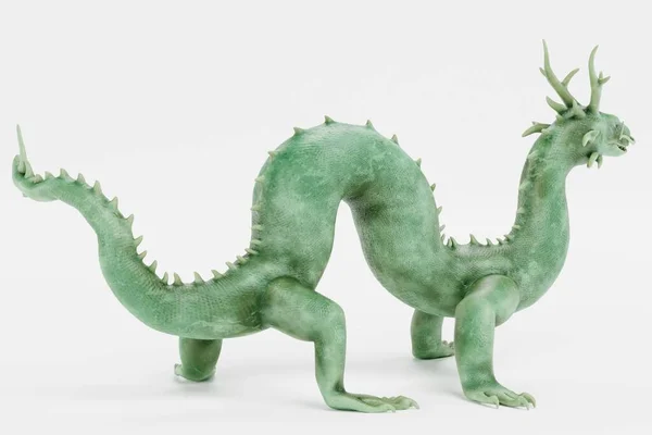 Realistische Render Van Chinese Dragon Standbeeld — Stockfoto