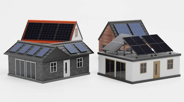 Realistic Render Solar Houses — Stock Photo, Image
