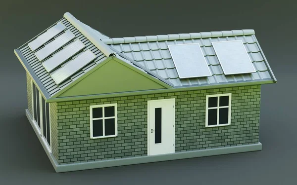 Realistische Render Van Solar House — Stockfoto