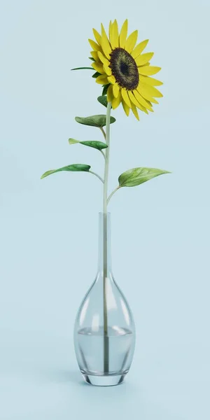 Realistic 3D Render of Sunflower in Vase