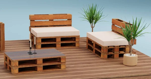 Realista Render Configuración Muebles Jardín —  Fotos de Stock