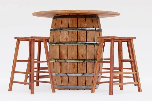 Realistische Render Barrel Table — Stockfoto
