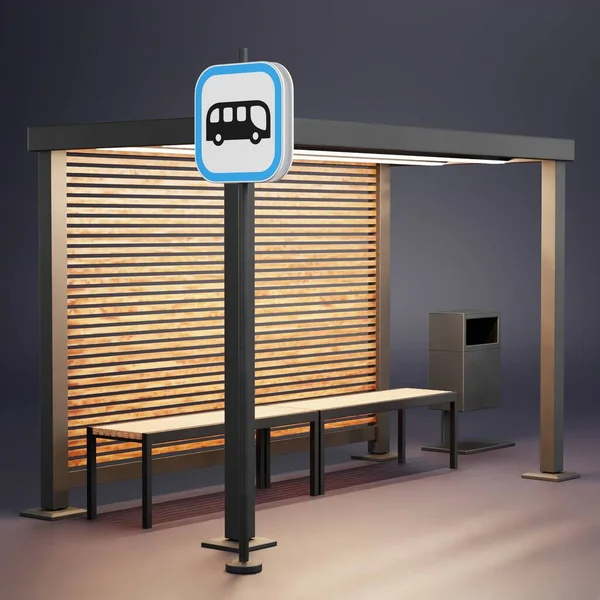 Realistische Render Van Busstation — Stockfoto