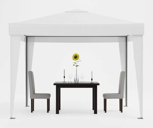 Realistisk Render Gazebo Med Möbler — Stockfoto