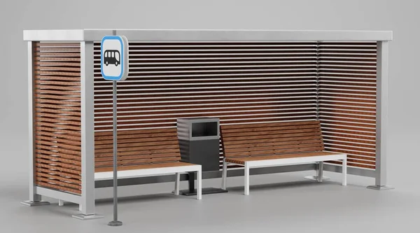 Realistische Render Van Busstation — Stockfoto