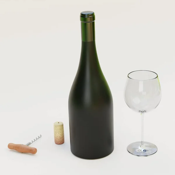 Realista Render Wine Set — Fotografia de Stock