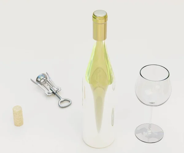 Ретроспективный Render Wine Set — стоковое фото