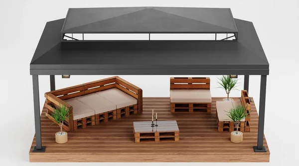 Realistischer Pavillon Mit Möbeln — Stockfoto