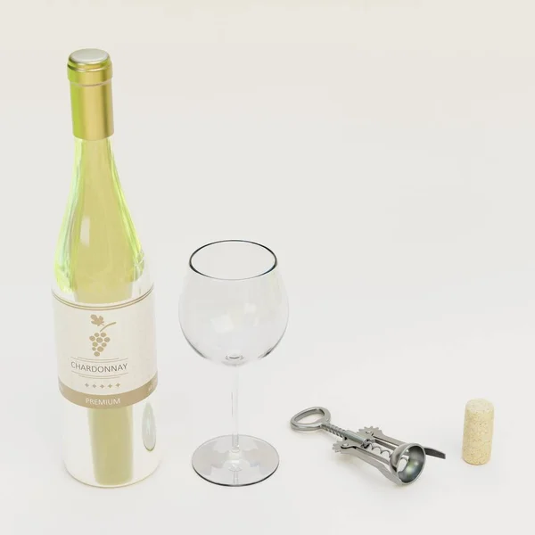 Realista Render Wine Set — Fotografia de Stock