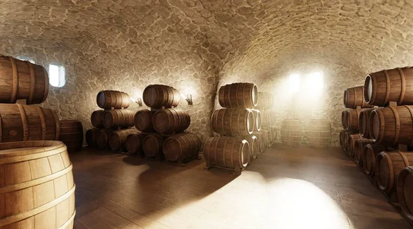 Şarap Mahzeninin Gerçekçi Boyutlu Hazırlaması — Stok fotoğraf