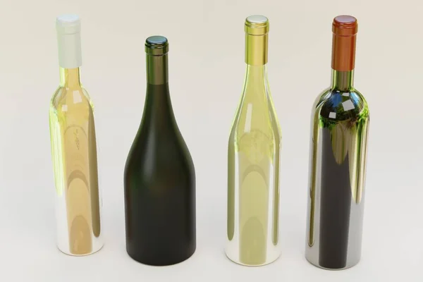 Render Realistico Bottiglie Vino — Foto Stock