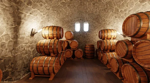 Realistic Render Wine Cellar — Stock Photo, Image