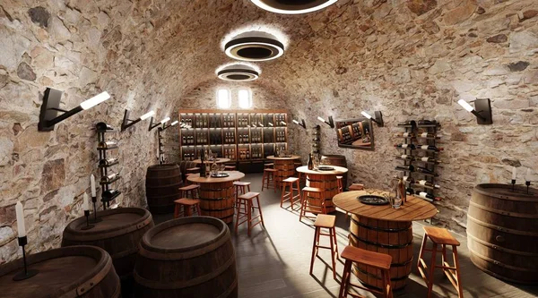 Realistisk Render Winery Restaurant Stockbild