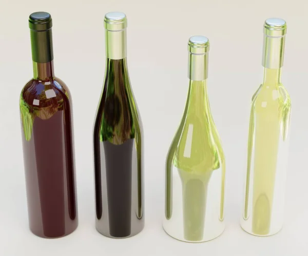 Realistic Render Wine Bottles — Stock Photo, Image