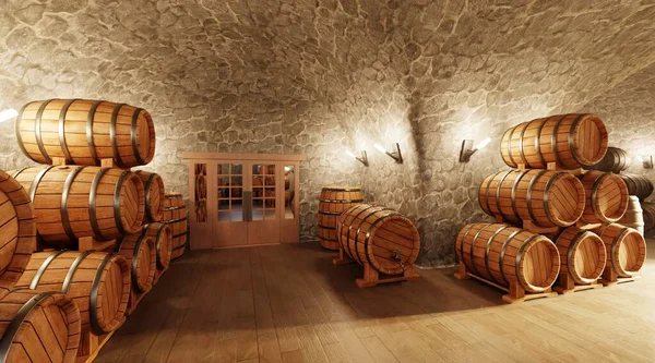 Realista Render Wine Cellar — Fotografia de Stock