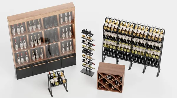 Realistic Render Wines Racks — Stock Photo, Image