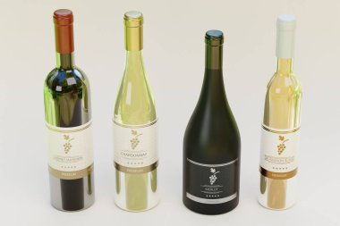 Gerçekçi 3D Şarap Şişeleri Hazırlama