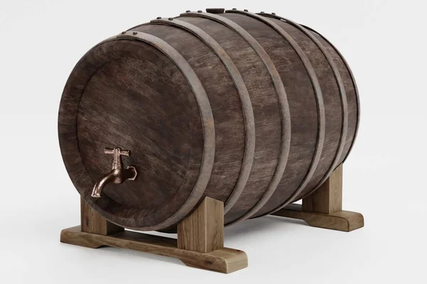 Realistic Render Wine Barrel — Stock Photo, Image