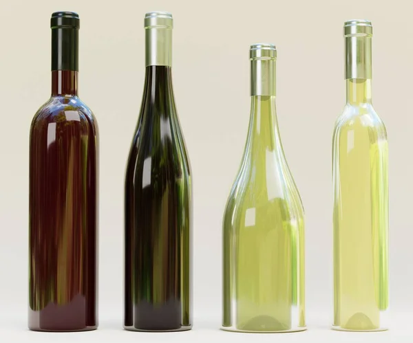 Realistic Render Wine Bottles — Stock Photo, Image