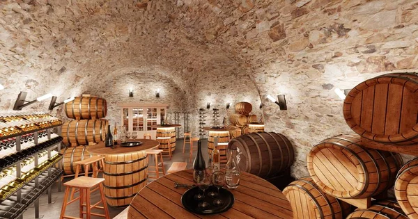 Realistic Render Winery Restaurant — Stock Photo, Image