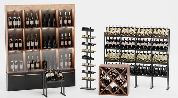 Realistic Render Wines Racks — Stock Photo, Image